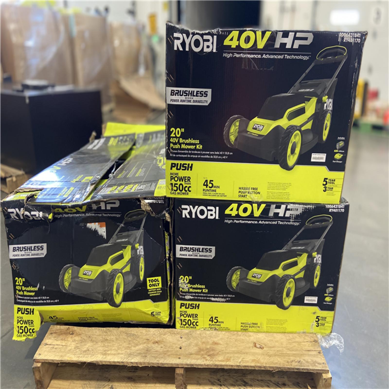 DALLAS LOCATION - RYOBI 40V HP Brushless 20 in. Cordless Battery Walk Behind Push Lawn -(3 UNITS)