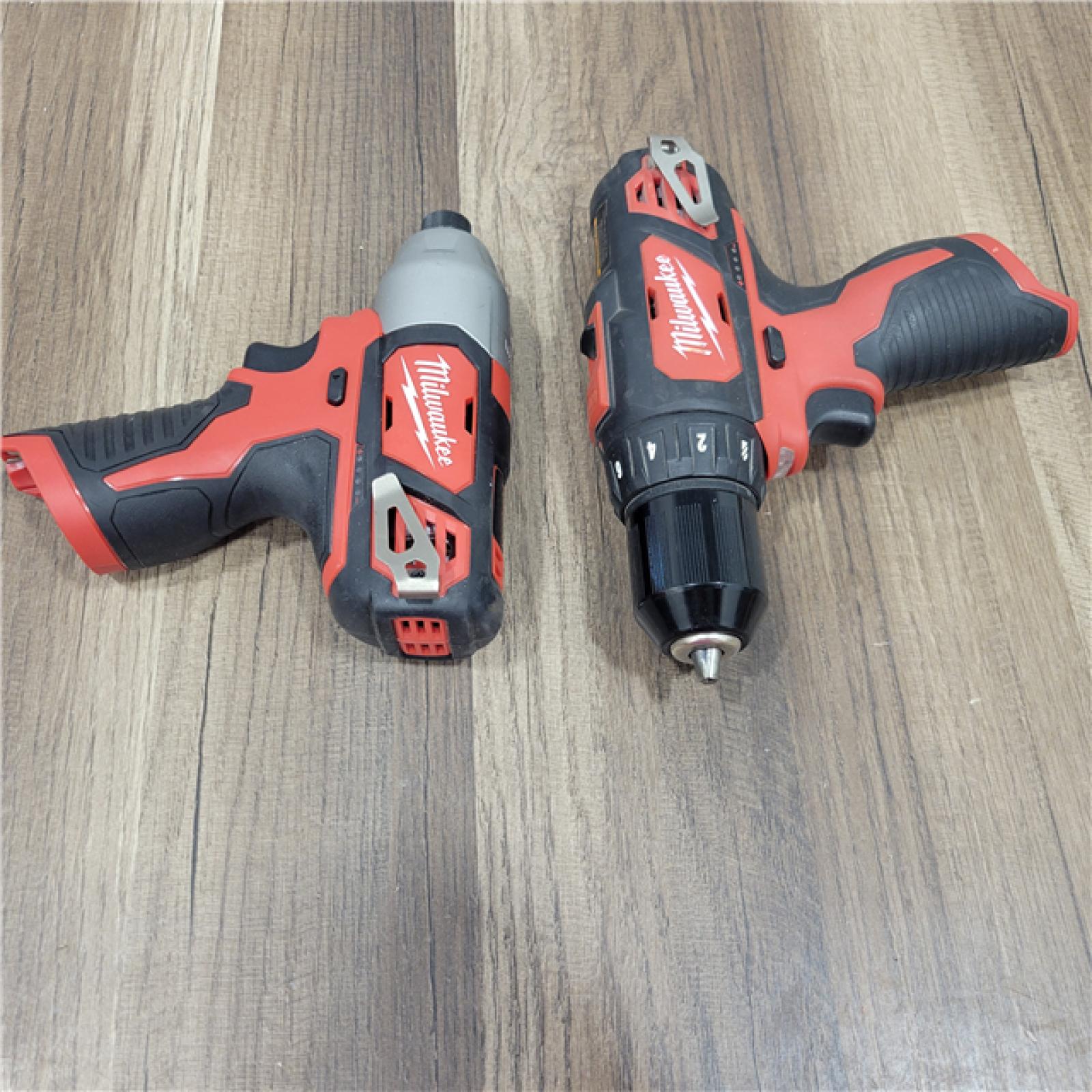 AS-IS Milwaukee M12 12V Lithium-Ion Cordless Drill Driver/Impact Driver Combo Kit with Two  Batteries, Charger and Bag (2-Tool)