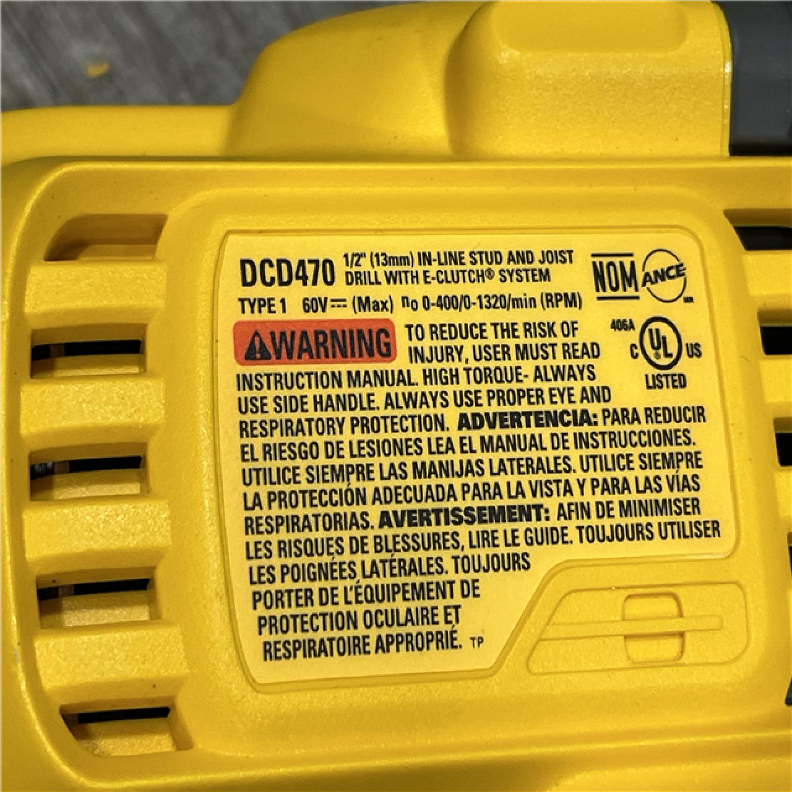 AS-IS DEWALT FLEXVOLT 60V MAX Cordless In-line 1/2 in. Stud and Joist Drill with E-Clutch (Tool Only)