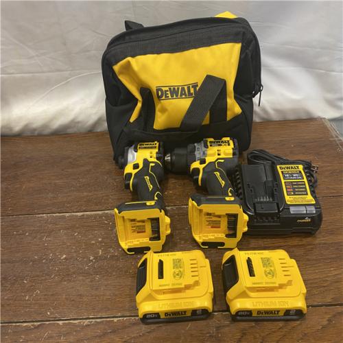 AS-IS DEWALT 20V MAX XR Cordless Drill/Driver, ATOMIC Impact Driver 2 Tool Combo Kit, (2) 2.0Ah Batteries, Charger, and Bag