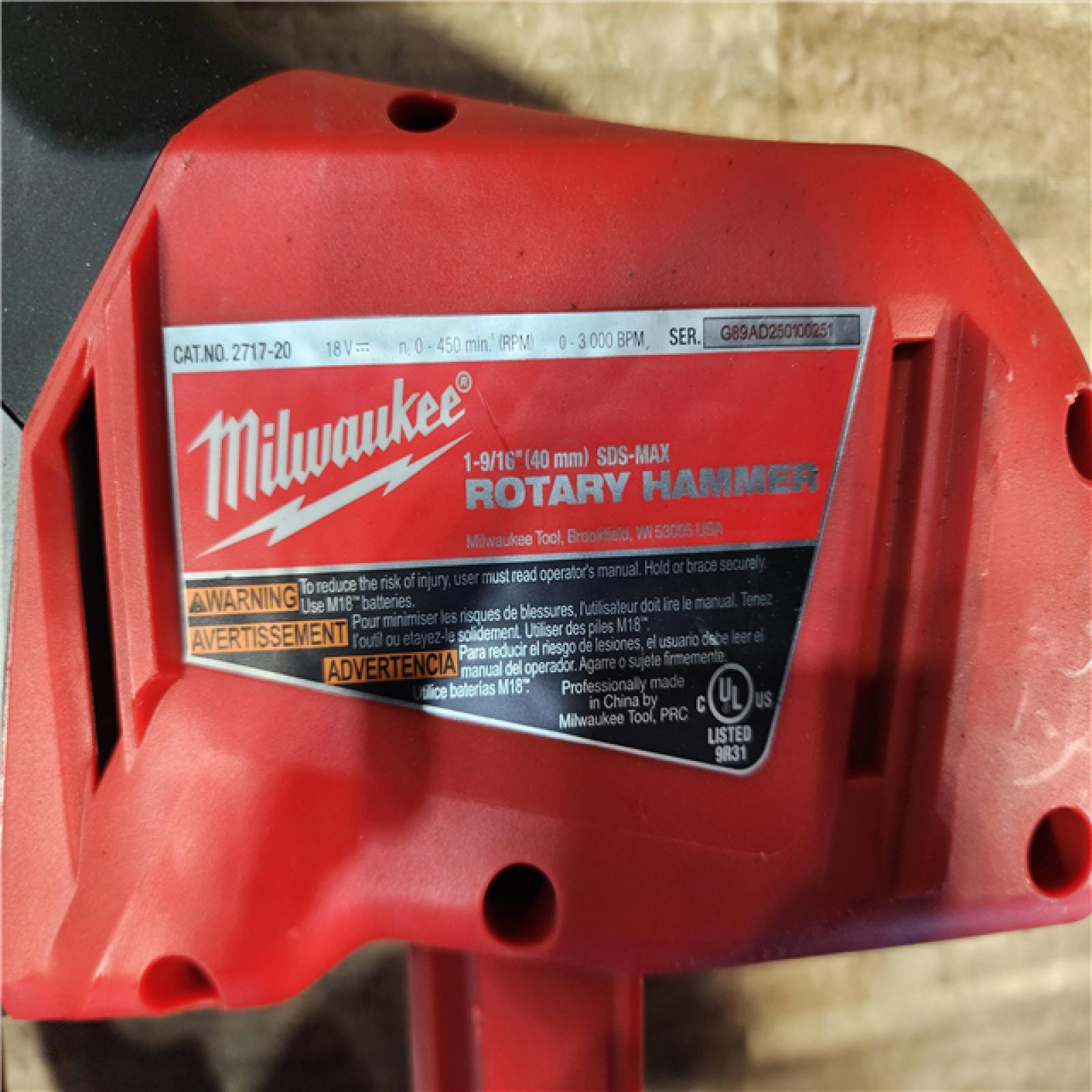 HOUSTON LOCATION - AS-IS Milwaukee FUEL 18V Lithium-Ion Brushless Cordless 1-9/16 in. SDS-Max Rotary Hammer (Tool-Only)