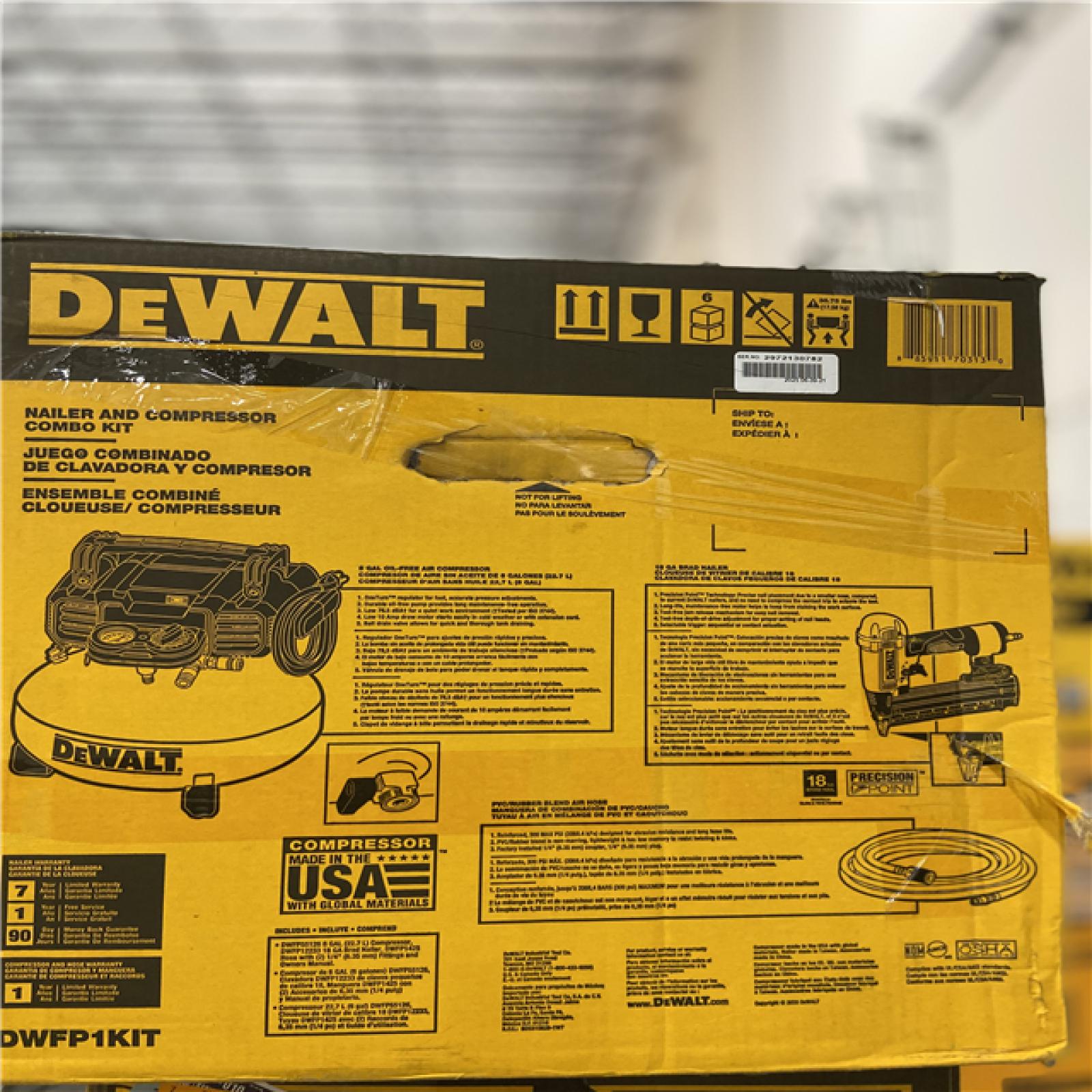 DALLAS LOCATION - DEWALT 6 Gal. 18-Gauge Brad Nailer and Heavy-Duty Pancake Electric Air Compressor Combo Kit