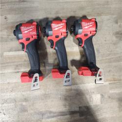 HOUSTON LOCATION - AS-IS (APPEARS LIKE NEW) (3) Milwaukee 2953-20 18V Lithium-Ion Brushless Cordless 1/4 Hex Impact Driver W/ (2) BATTERY & CHARGER