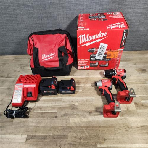 HOUSTON LOCATION - AS-IS M18 18-Volt Lithium-Ion Brushless Cordless Compact Hammer Drill/Impact Combo Kit (2-Tool) with (2) Batteries, Bag