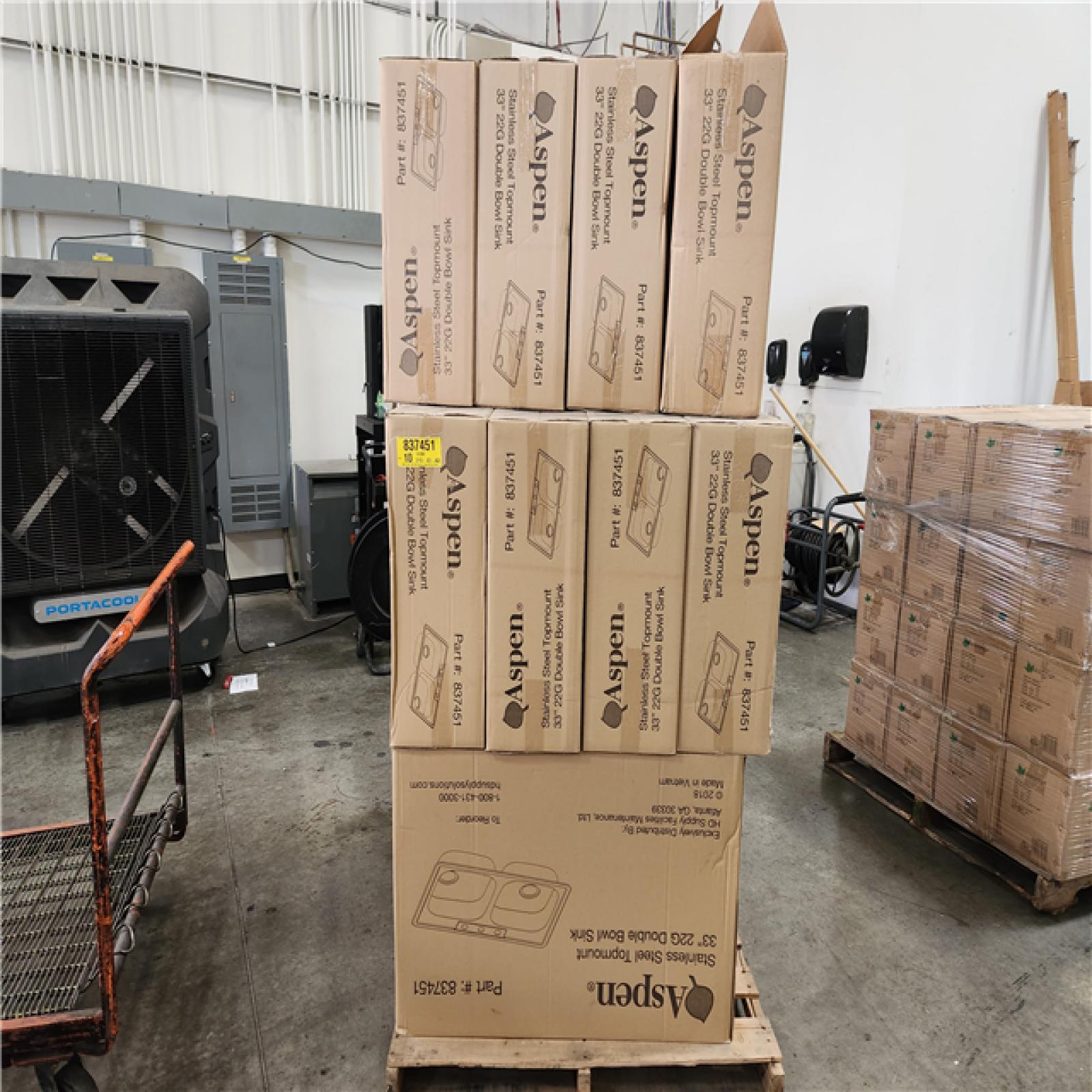 Phoenix Location NEW Aspen Stainless Steel Top mount 33 22G Double Bowl Sink Pallet (14 Sinks)