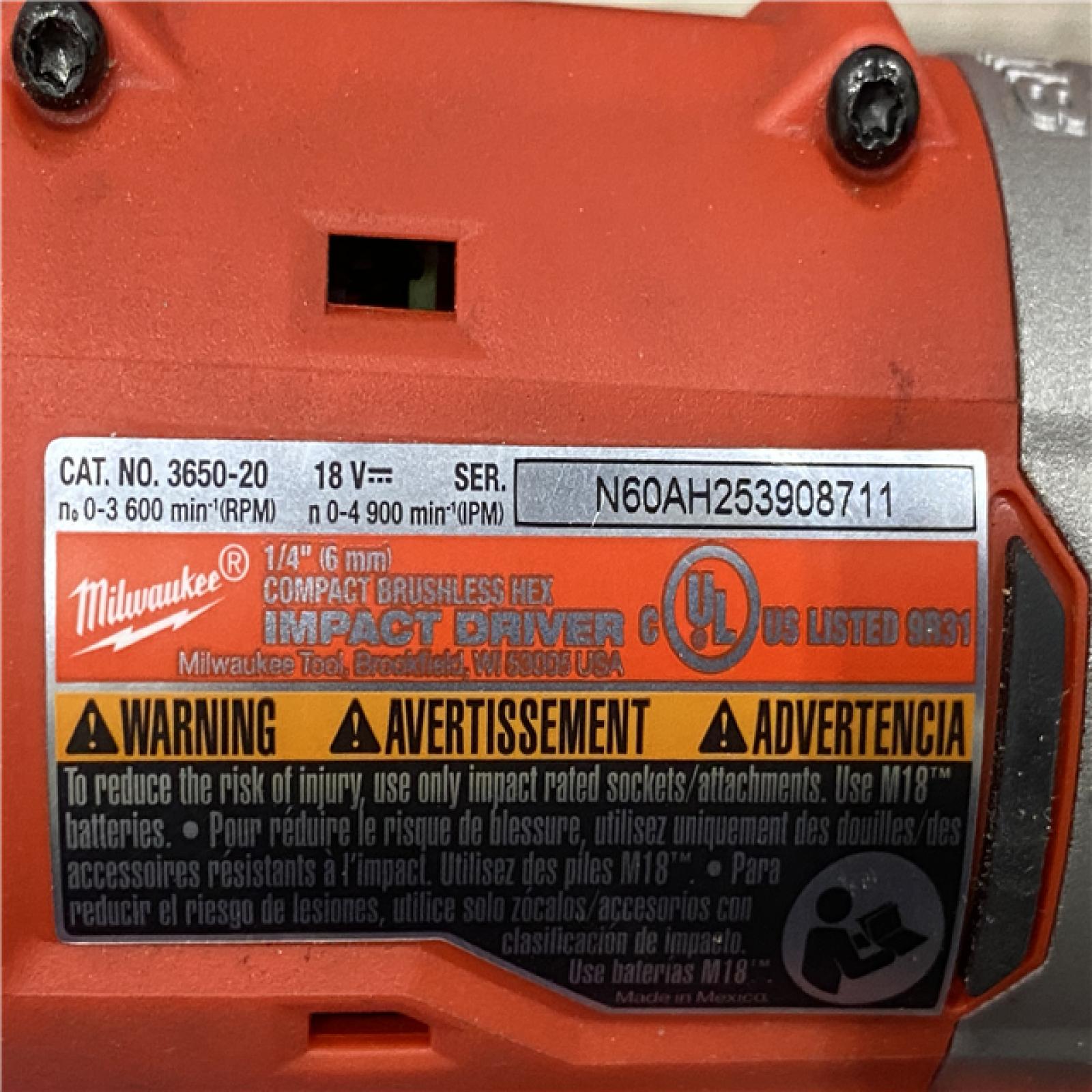 AS-IS Milwaukee 18-Volt Lithium-Ion Compact Brushless Cordless 1/4 in. Impact Driver Kit