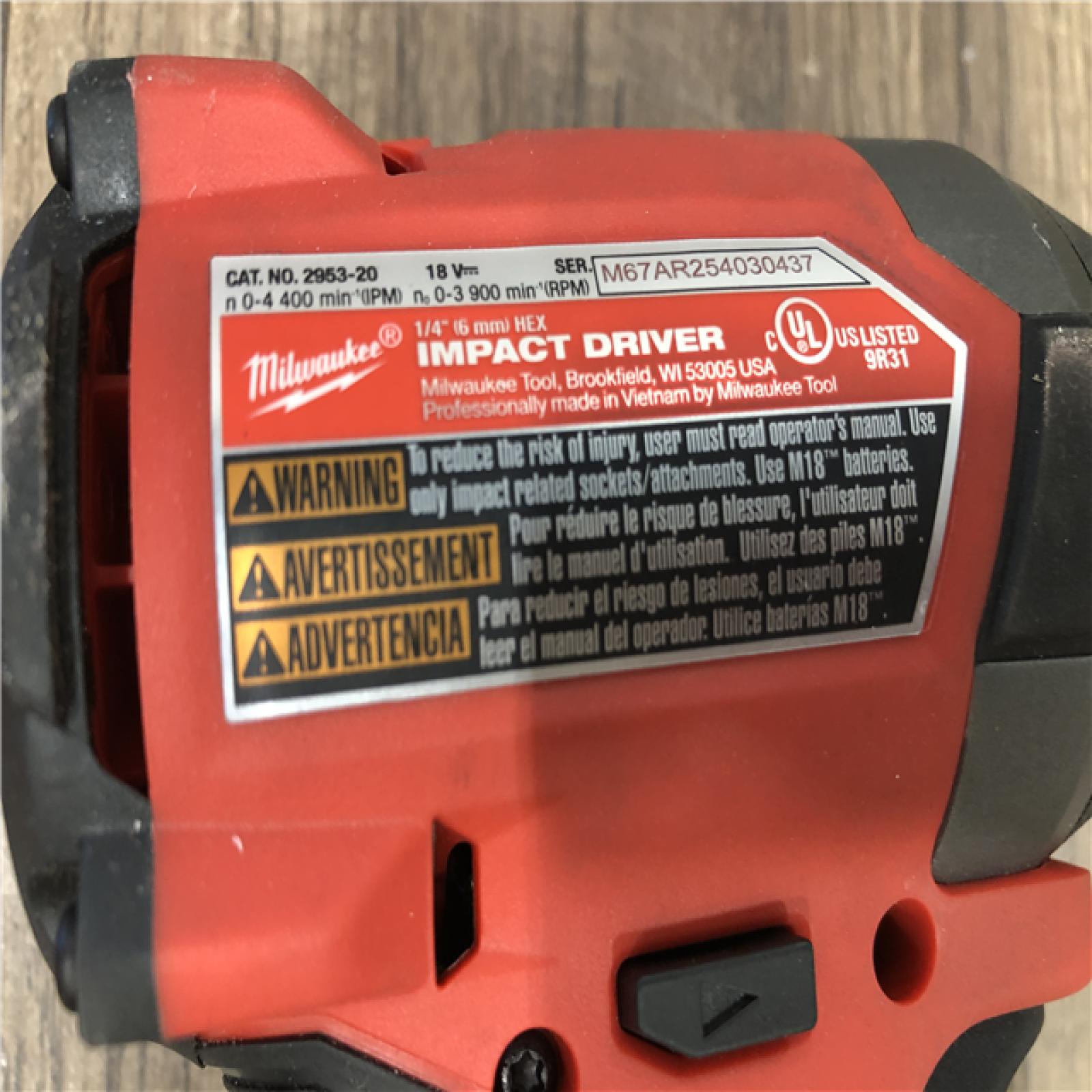 AS-IS Milwaukee  FUEL 18V Lithium-Ion Brushless Cordless 1/4 in. Hex Impact Driver (Tool-Only)
