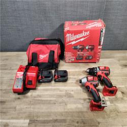 HOUSTON LOCATION - AS-IS Milwaukee 18V Cordless Brushed 2-Tool Drill/Driver and Impact Driver Kit