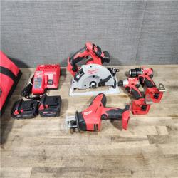 HOUSTON LOCATION - AS-IS Milwaukee M18 18-Volt Lithium-Ion Brushless Cordless Combo Kit (4-Tool) with 2-Batteries  1-Charger and Tool Bag