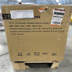 DALLAS LOCATION -Husky Heavy-Duty 72 in. W 15-Drawer Matte Black Mobile Workbench with Wood top