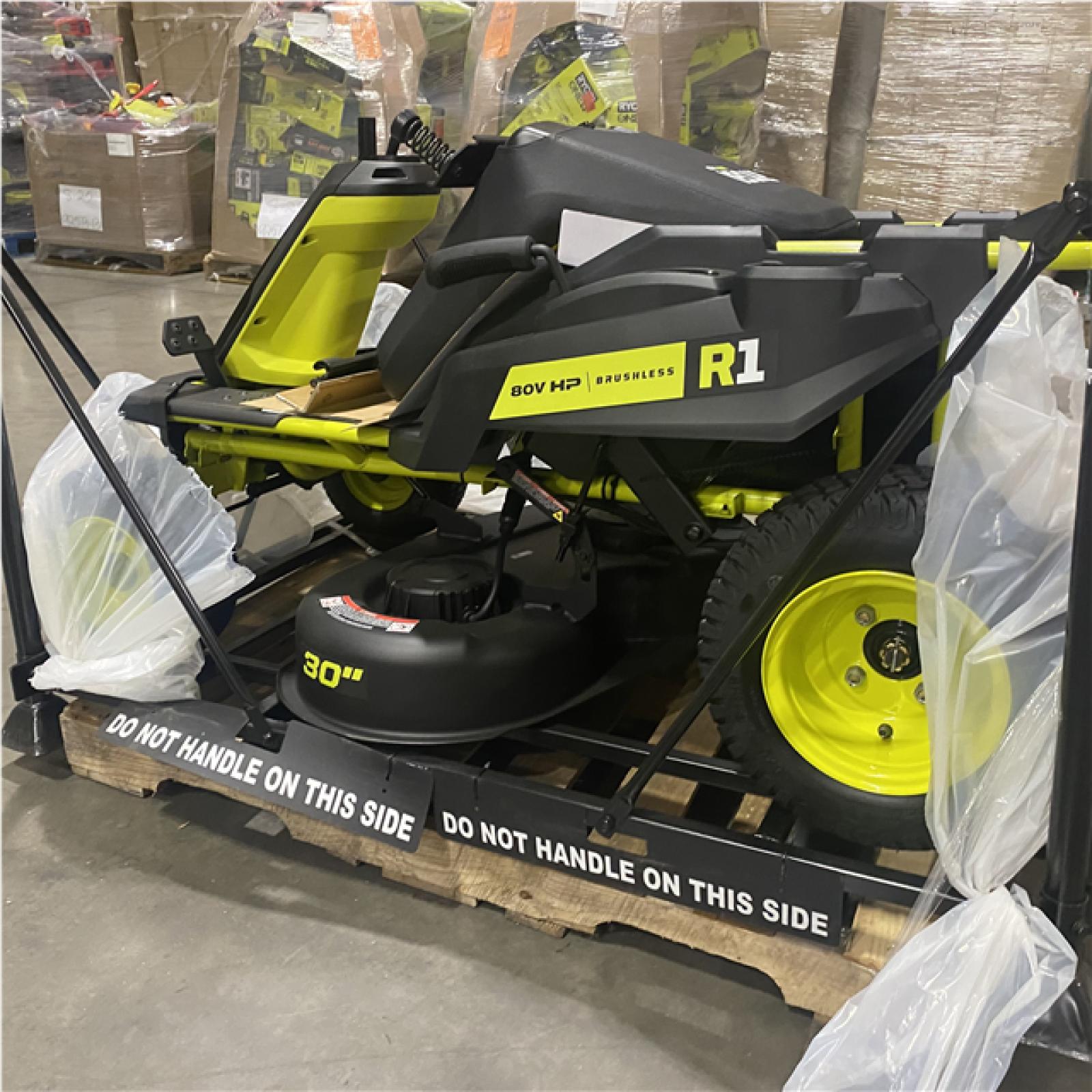 Dallas Location - As-Is RYOBI R1 80V HP Brushless Lithium Battery Cordless Electric 30 in. Riding Lawn Mower with 14 Ah Battery and Charger