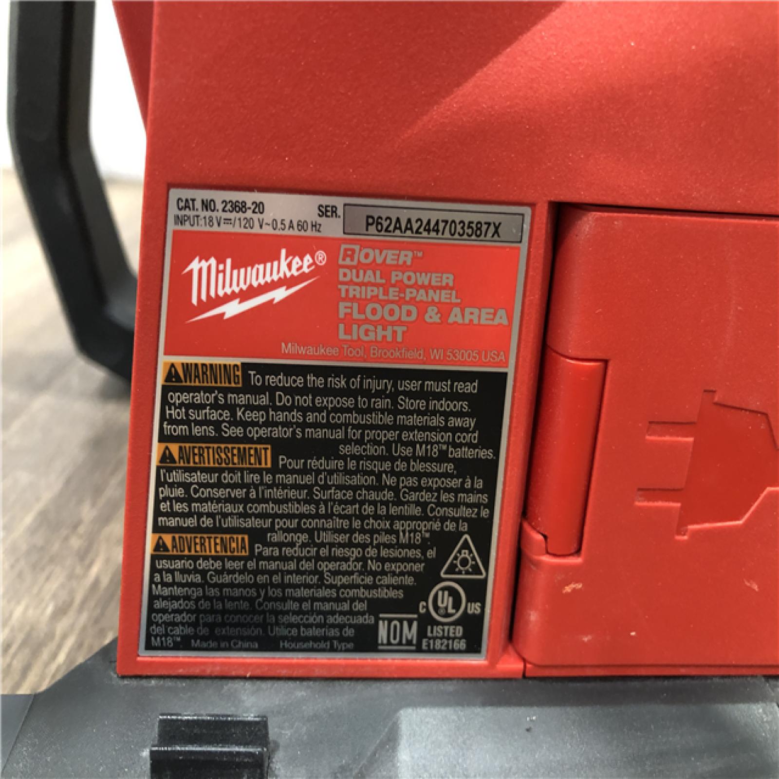 AS-IS Milwaukee 18-Volt Lithium-Ion Cordless 4500 Lumens ROVER Dual Power Triple-Panel Flood & Area Light (Tool-Only)