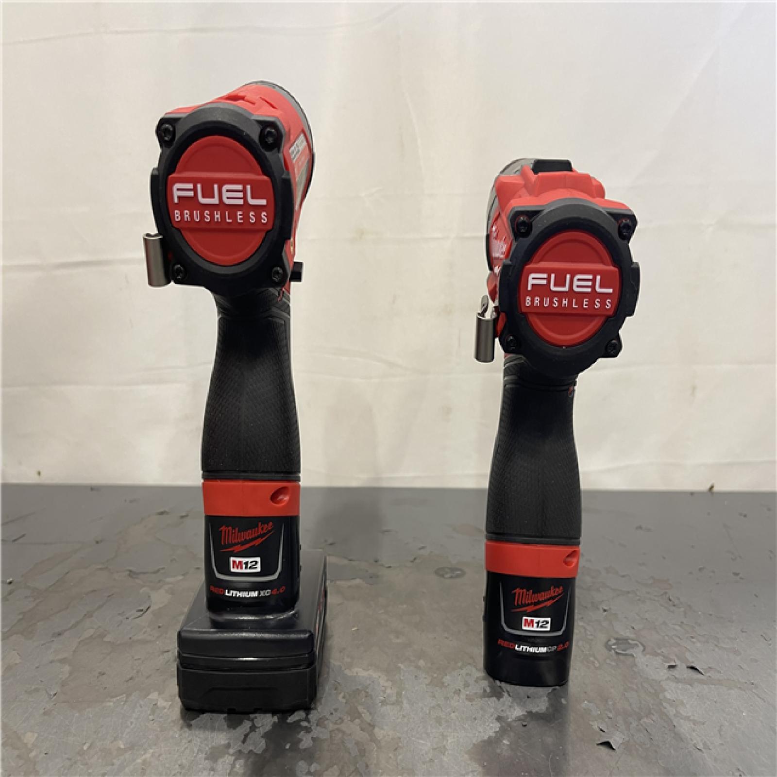 AS-IS- Milwaukee 3497-22 12V Brushless Hammer Drill and Impact Driver Combo Kit