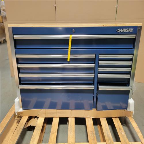 California AS-IS HUSKY Modular 52 in 10-Drawer Blue Mobile Workbench: Appears in Excellent Condition