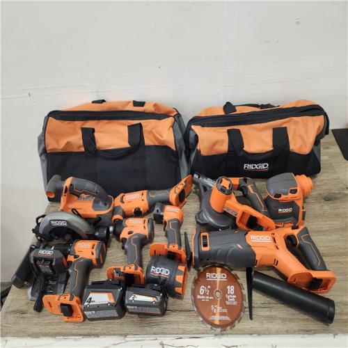 Phoenix Location NEW RIDGID 18V Cordless 8-Tool Combo Kit with (2) 2.0 Ah Batteries, (1) 4.0 Ah Battery, Charger, and Bag