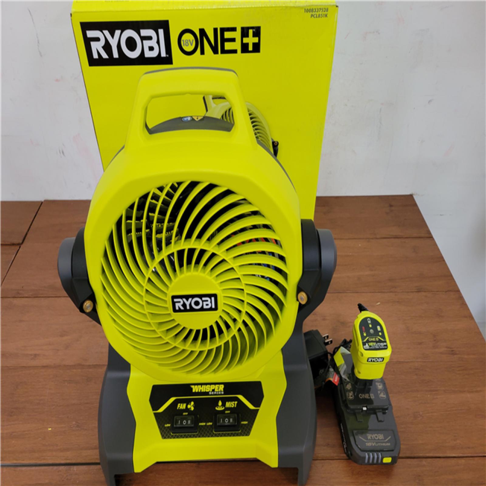 California NEW Ryobi One+ 18V 7.5 Bucket Top Misting Fan Kit  Includes (1) Battery & Charger