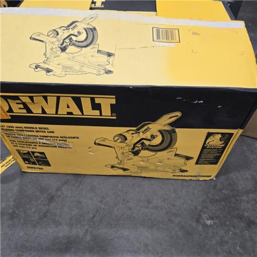 AS-IS DEWALT 15 Amp Corded 12 in. Double Bevel Sliding Compound Miter Saw with XPS Technology, Blade Wrench and Material Clamp