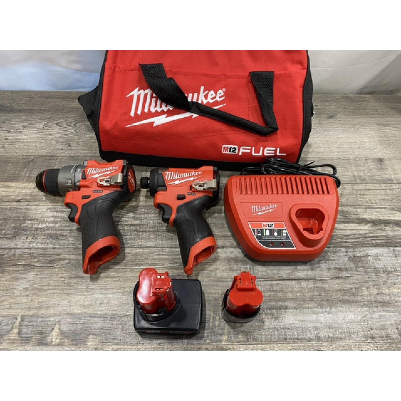 AS-IS Milwaukee FUEL 12-Volt Lithium-Ion Brushless Cordless Hammer Drill and Impact Driver Combo Kit