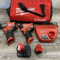 AS-IS Milwaukee FUEL 12-Volt Lithium-Ion Brushless Cordless Hammer Drill and Impact Driver Combo Kit