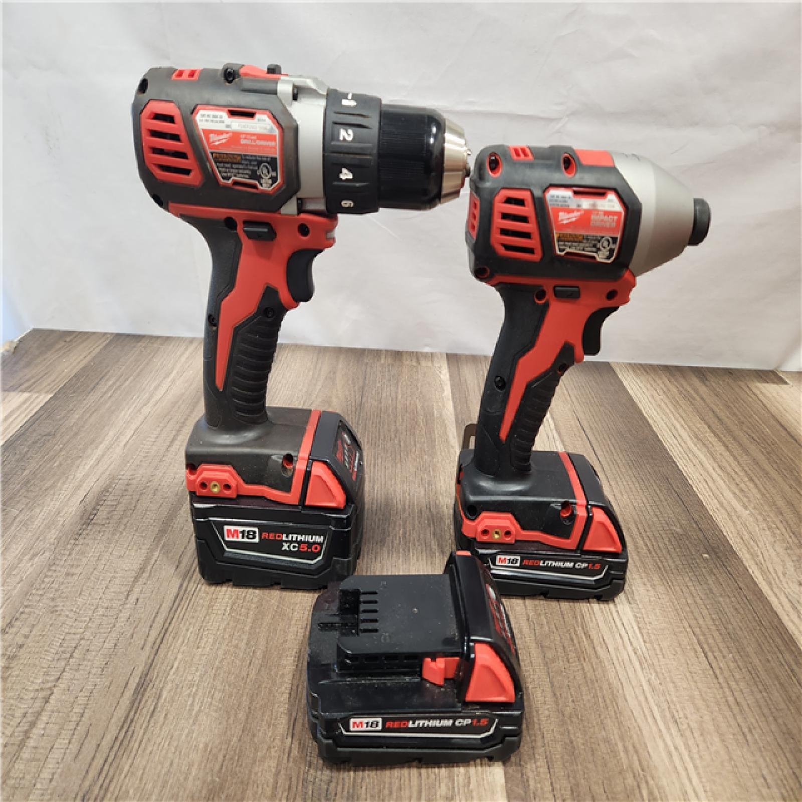 AS-IS- Milwaukee 18V Cordless Brushed 2-Tool Drill/Driver and Impact Driver Kit