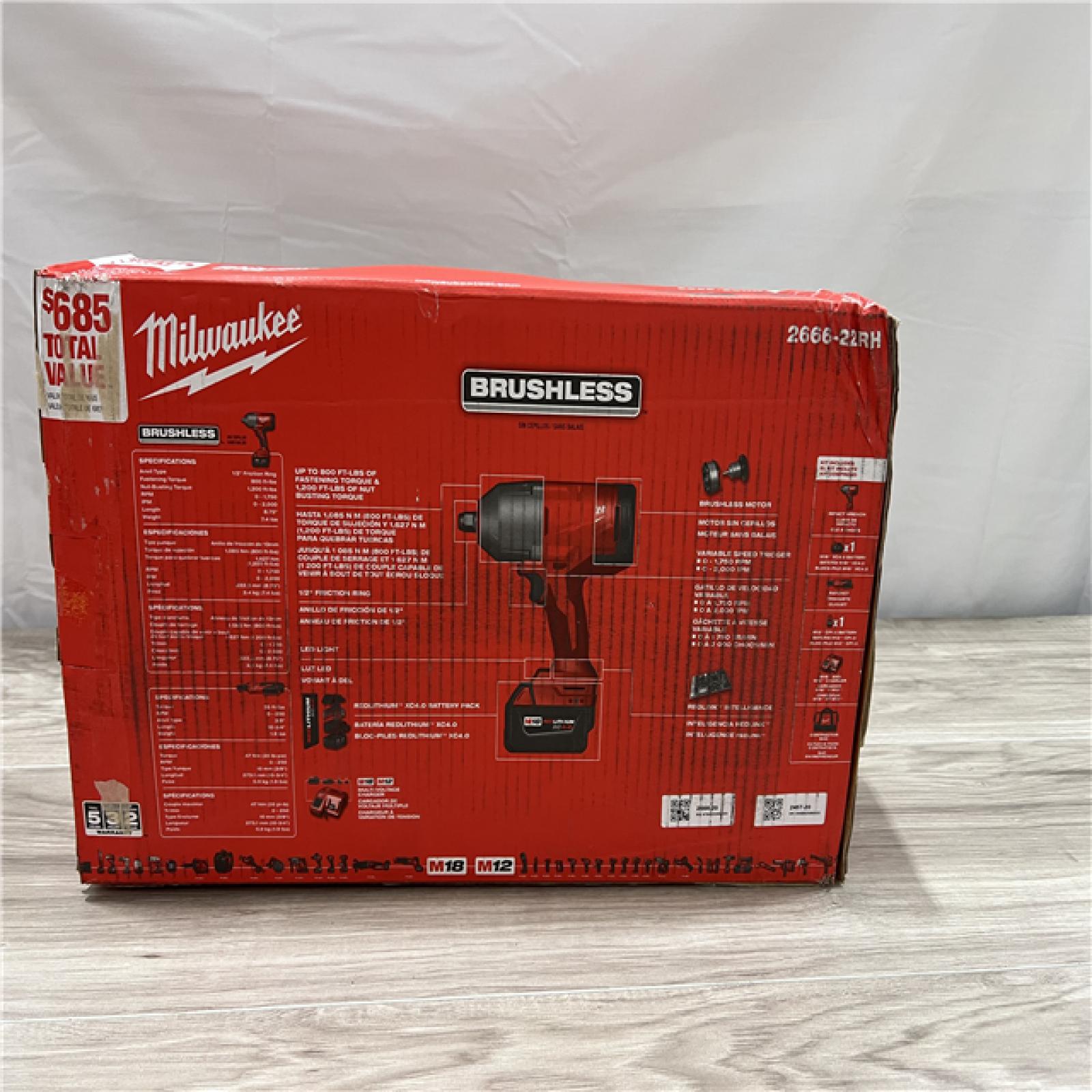 NEW Milwaukee 12/18V Lithium-Ion Cordless 3/8 in. Ratchet and 1/2 in. High Torque Impact Wrench with Friction Ring Combo Kit