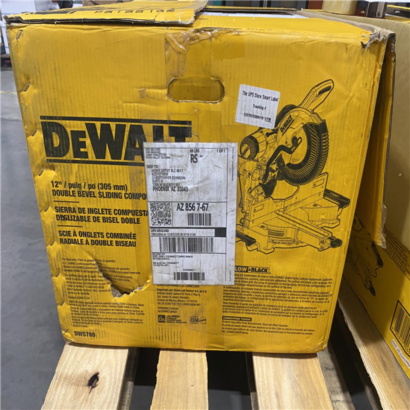 As-Is- DEWALT 15 Amp Corded 12 in. Double Bevel Sliding Compound Miter Saw