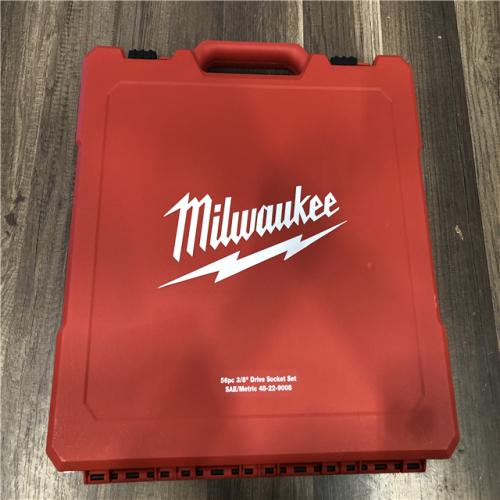 AS-IS Milwaukee 3/8 in. Drive SAE/Metric Ratchet and Socket Mechanics Tool Set (56-Piece)