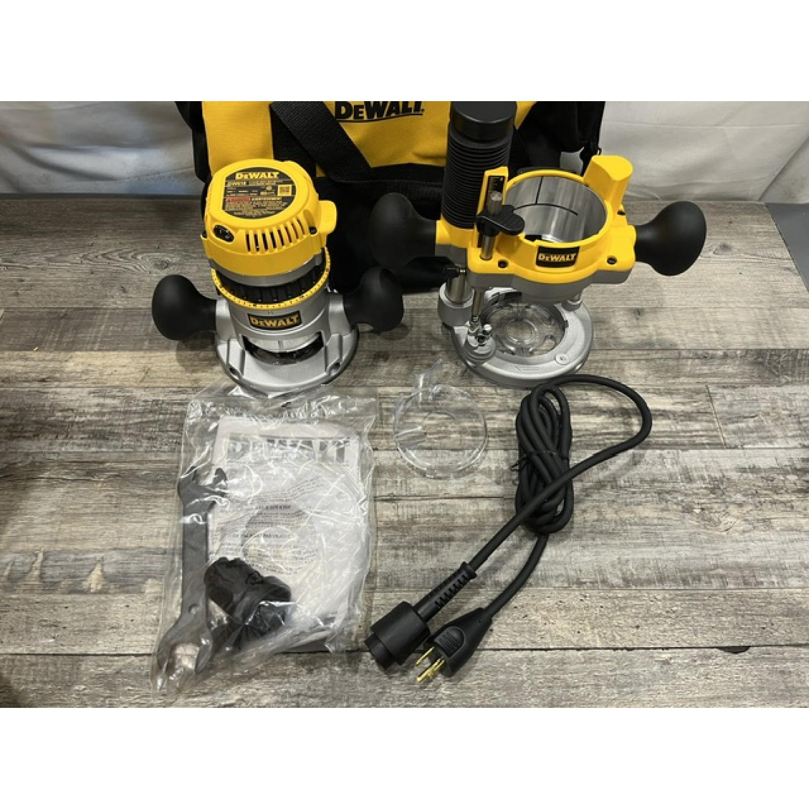 AS-IS DEWALT 12 Amp Corded 2-1/4 Horsepower Fixed and Plunge Base Router Kit