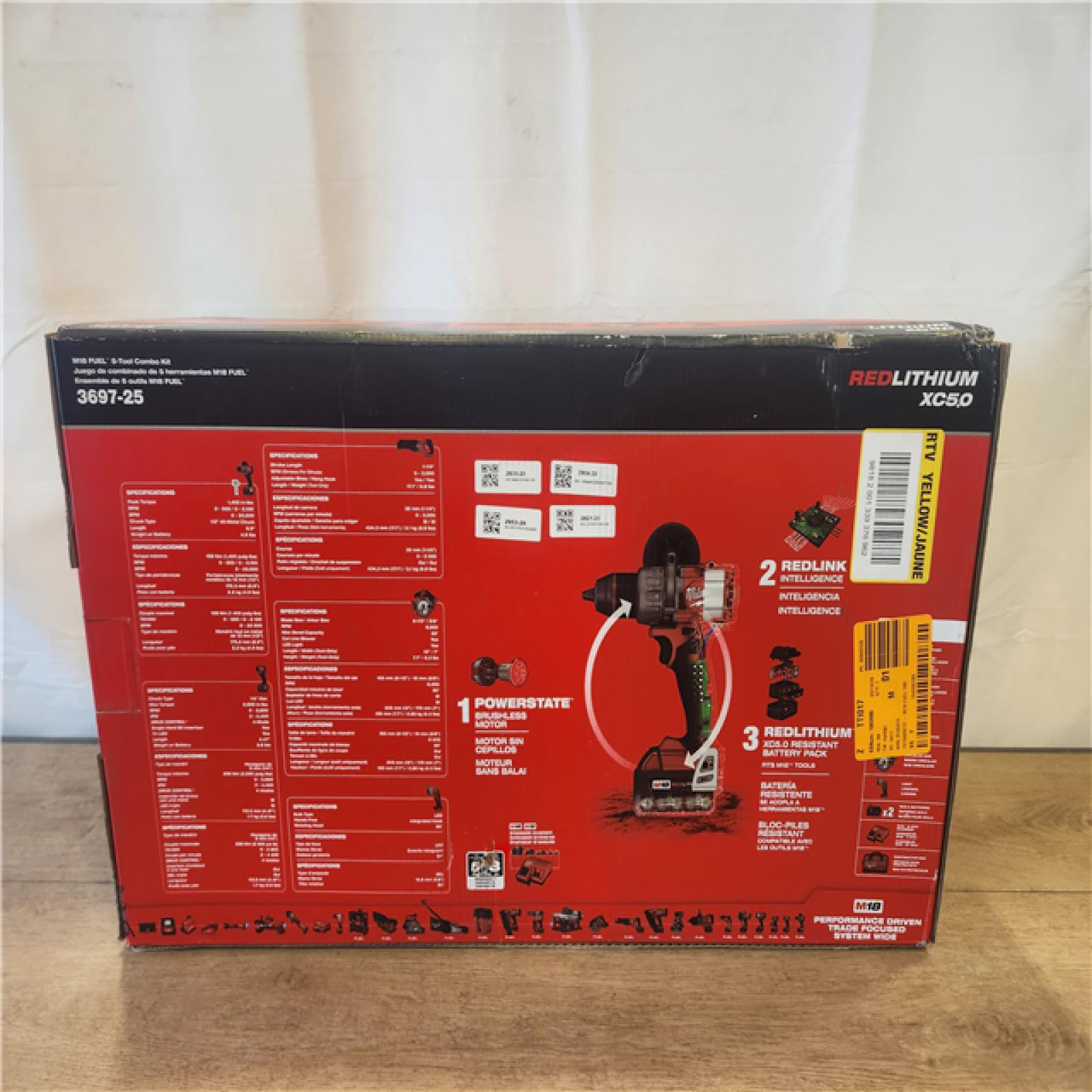 NEW- M18 FUEL 18V Lithium-Ion Brushless Cordless Combo Kit (5-Tool) with Two 5.0 Ah Batteries  1 Charger 1 Tool Bag