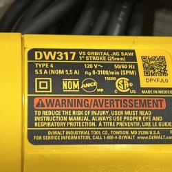 AS-IS DEWALT 5.5 Amp Corded Variable Speed Jig Saw With Bag