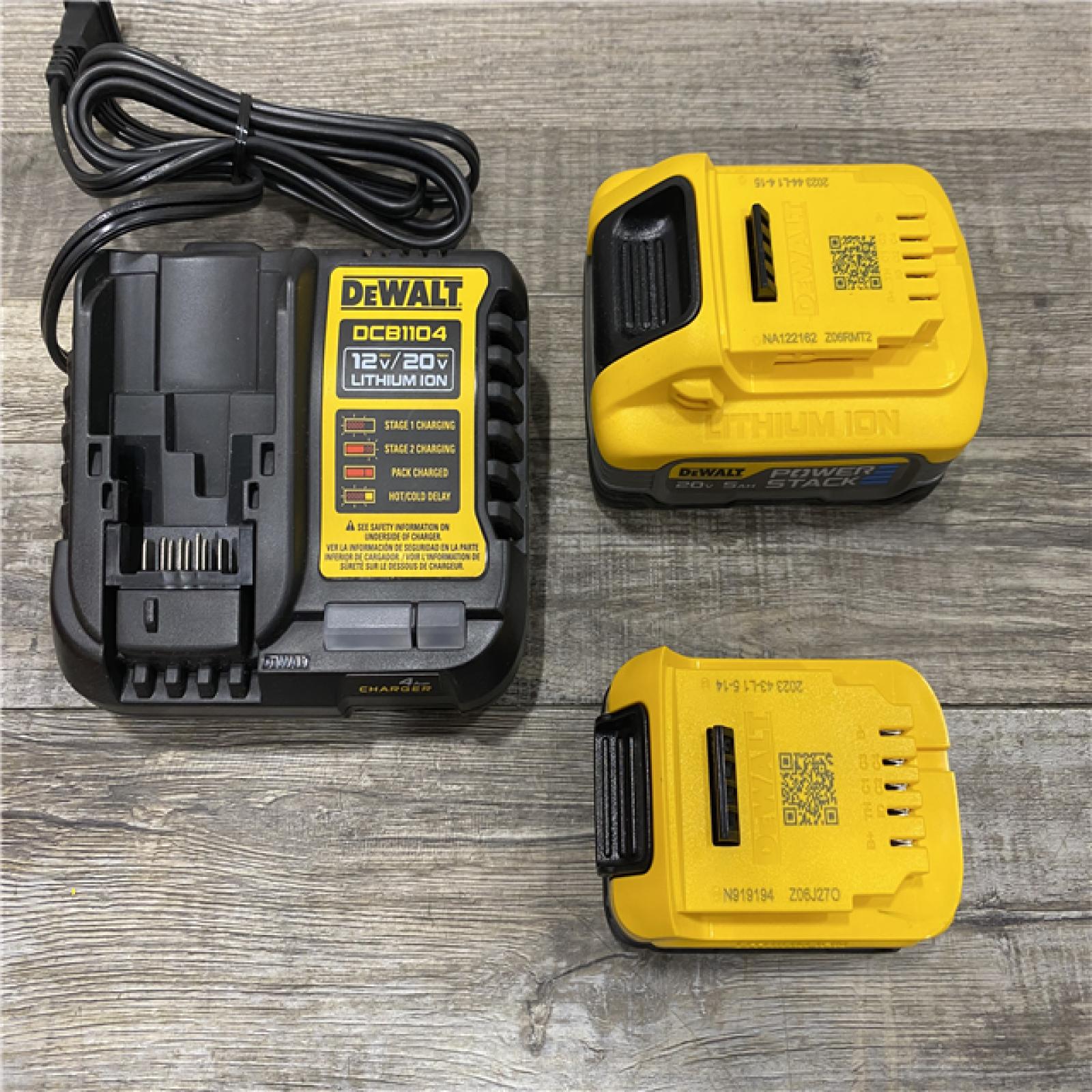 AS-IS DEWALT 20V MAX XR POWERSTACK Lithium-Ion Battery Starter Kit with 5.0Ah and 1.7Ah Batteries and Charger