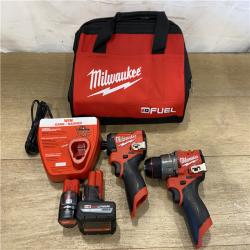 AS-IS Milwaukee FUEL 12-Volt Lithium-Ion Brushless Cordless Hammer Drill and Impact Driver Combo Kit
