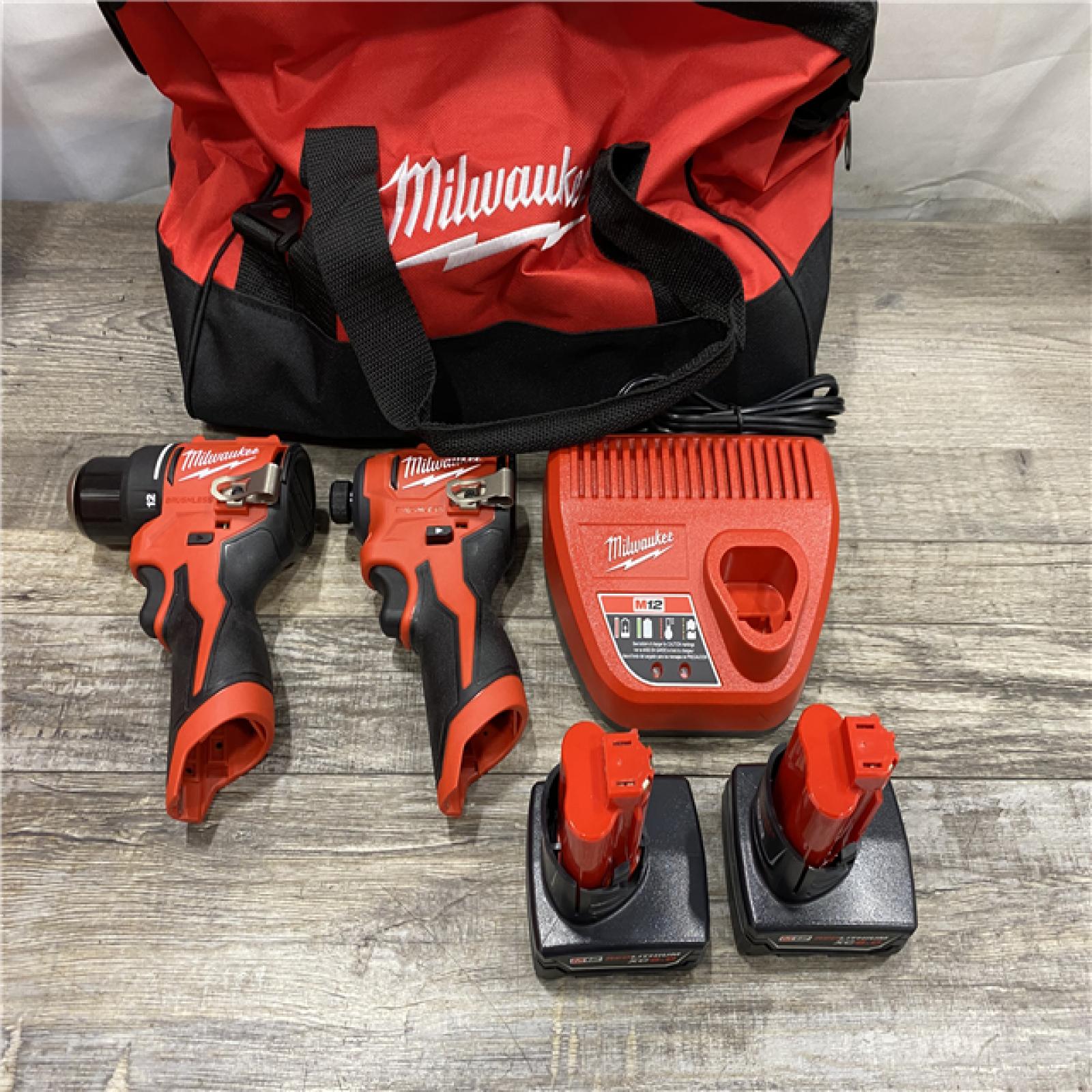 AS-IS Milwaukee 12-Volt Lithium-Ion Brushless Cordless Subcompact Drill and Impact Driver Combo Kit