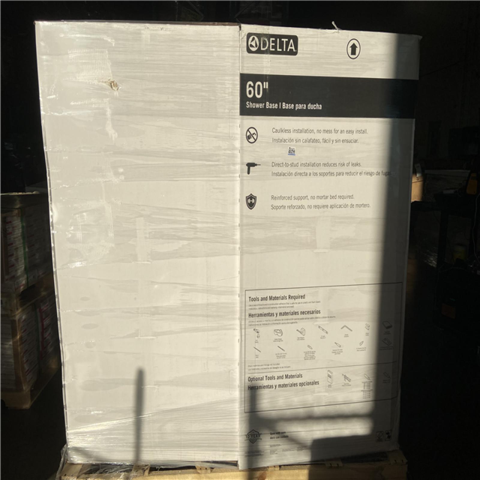 DALLAS LOCATION - Delta Classic 500 60 in. L x 30 in. W Alcove Shower Pan Base with Left Drain in High Gloss White - 14 UNITS