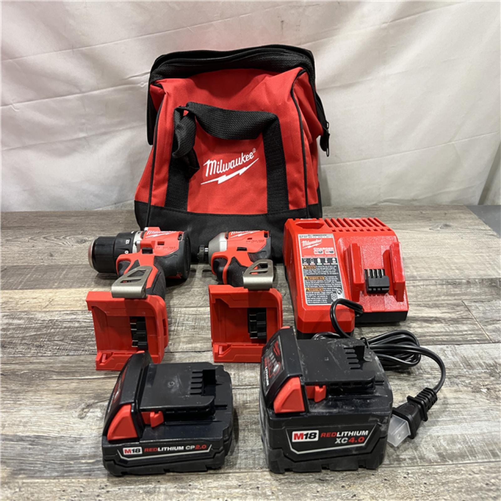 AS-IS Milwaukee 18-Volt Lithium-Ion Brushless Cordless Compact Hammer Drill/Impact Combo Kit