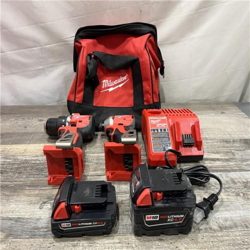 AS-IS Milwaukee 18-Volt Lithium-Ion Brushless Cordless Compact Hammer Drill/Impact Combo Kit