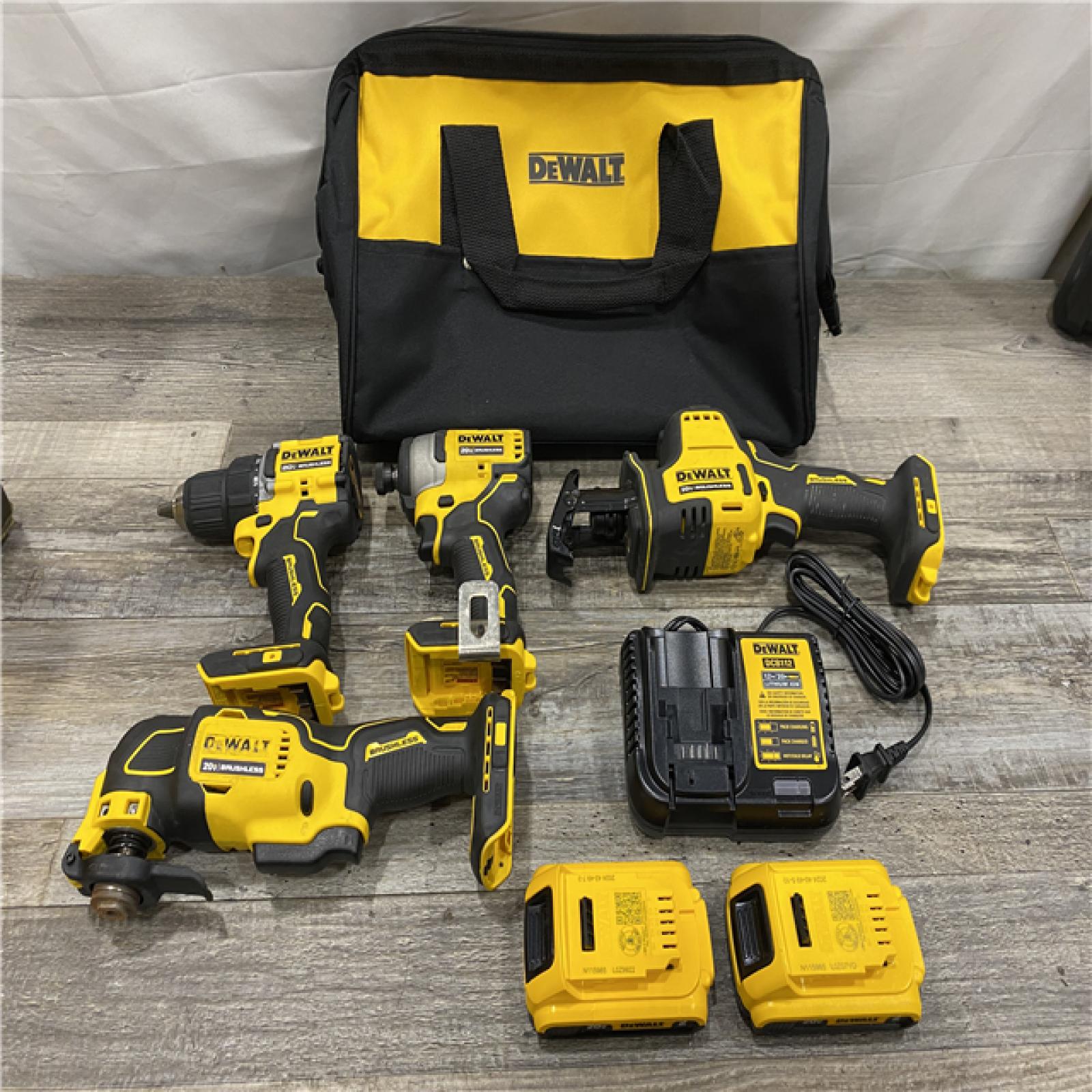 AS-IS DEWALT ATOMIC 20-Volt Lithium-Ion Cordless Brushless Combo Kit (4-Tool)