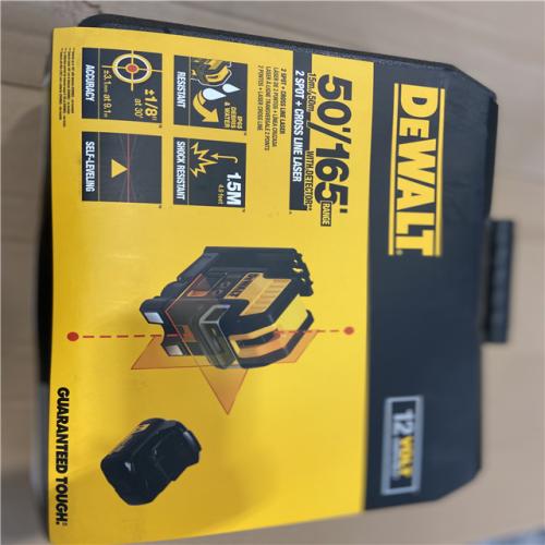 NEW! - DEWALT 12V MAX Lithium-Ion 100 ft. Red Self-Leveling 2-Spot Cross Line Laser Level with AA Battery Starter Pack and TSTAK Case