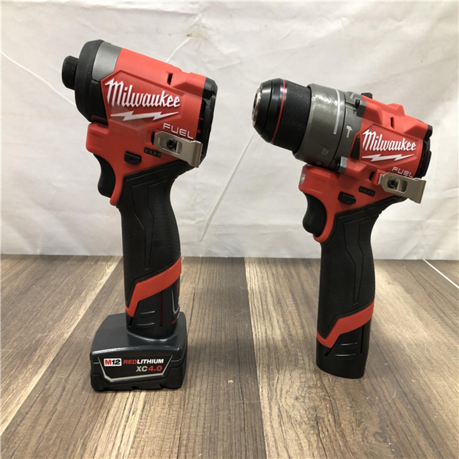 AS-IS Milwaukee FUEL 12-Volt Lithium-Ion Brushless Cordless Hammer Drill and Impact Driver Combo Kit