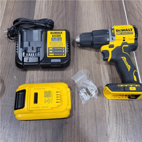 AS-IS DEWALT ATOMIC 20-Volt Lithium-Ion Cordless 1/2 in. Compact Hammer Drill with 3.0Ah Battery, Charger and Bag