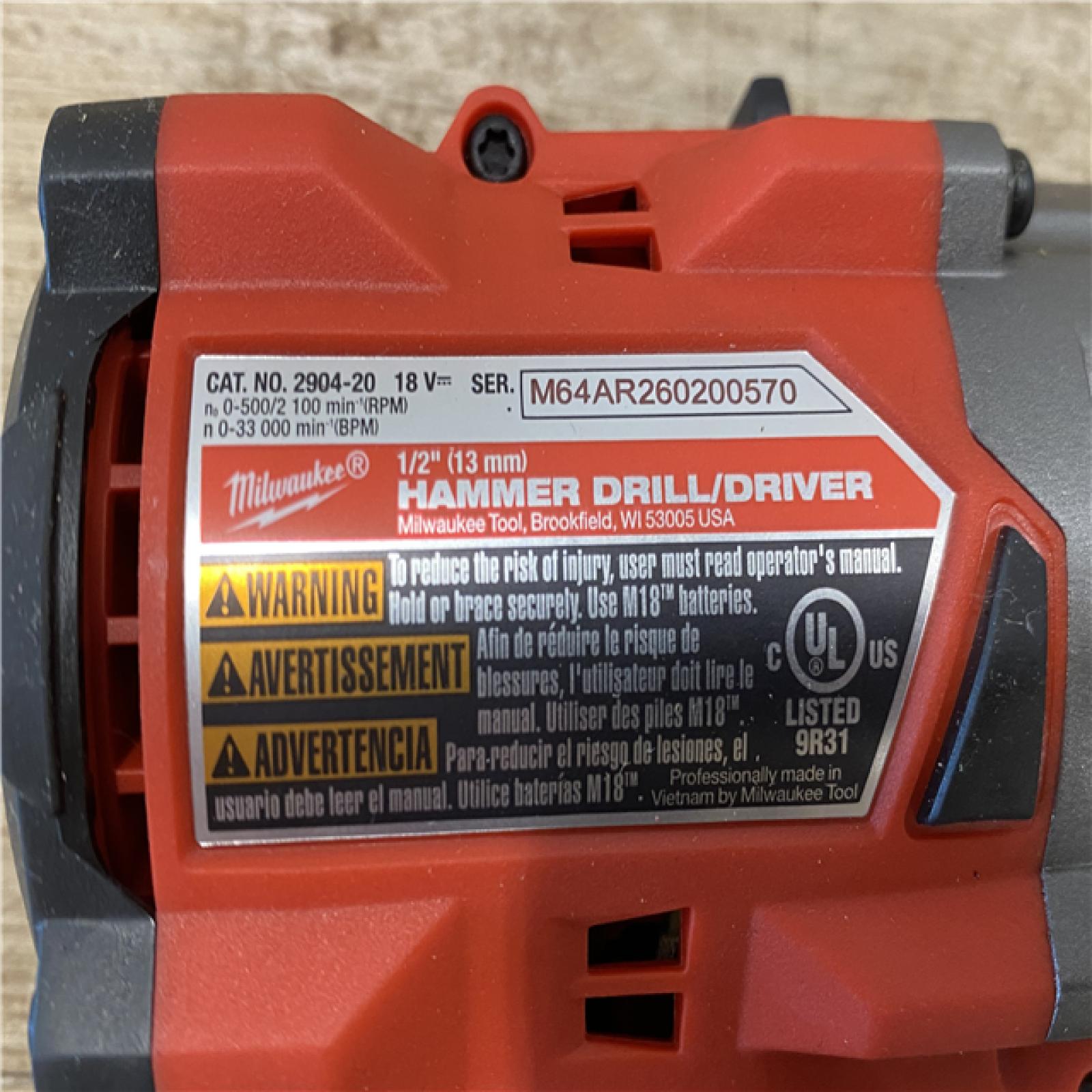AS-IS Milwaukee FUEL 18V Lithium-Ion Brushless Cordless 1/2 in. Hammer Drill/Driver (Tool-Only)