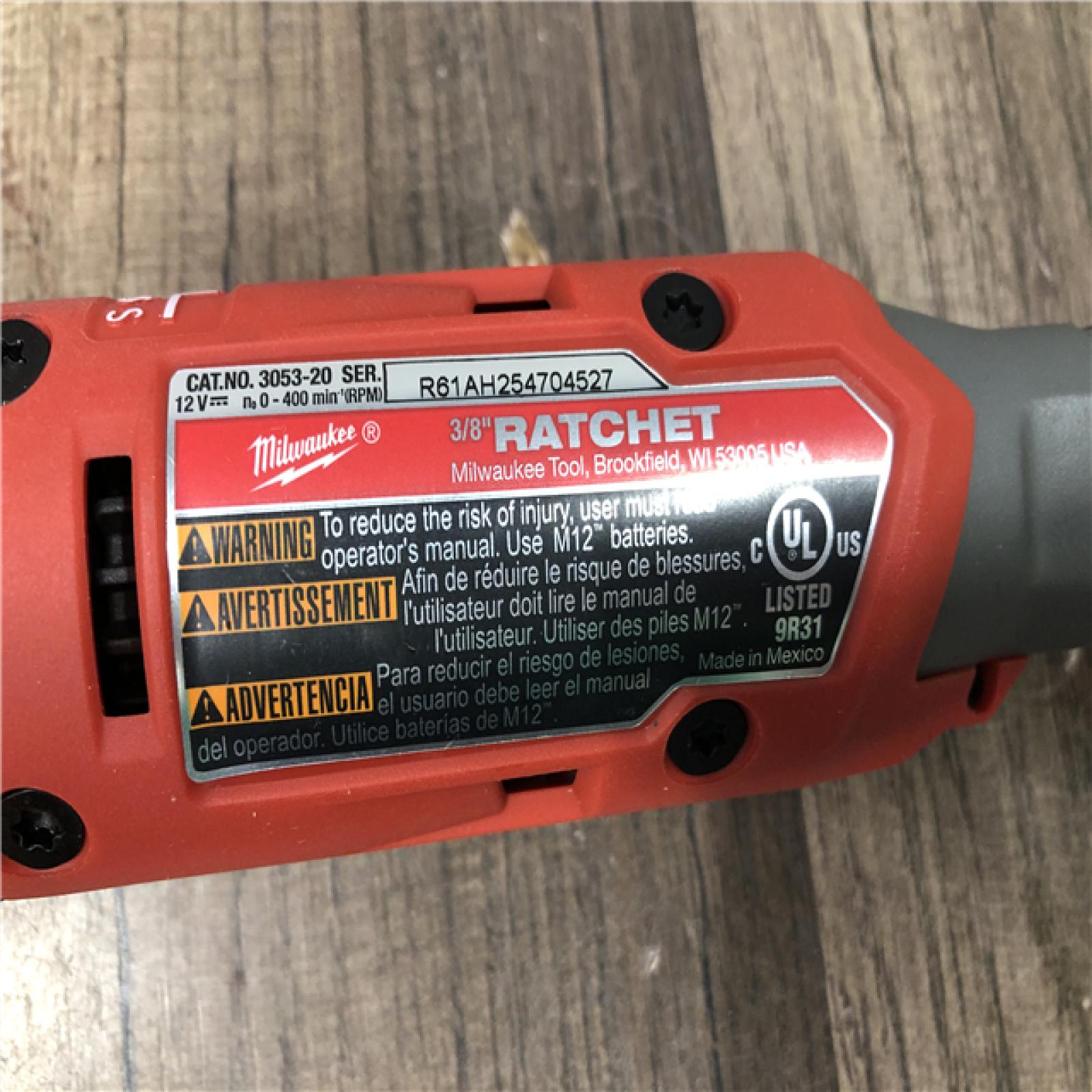 AS-IS Milwaukee M12 FUEL 12V Lithium-Ion Compact 3/8 in. Cordless Ratchet (Tool-Only)