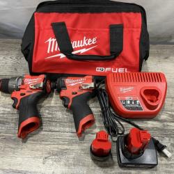 AS-IS Milwaukee FUEL 12-Volt Lithium-Ion Brushless Cordless Hammer Drill and Impact Driver Combo Kit