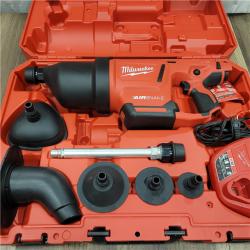 AS-IS Milwaukee M12 12-Volt Lithium-Ion Cordless Drain Cleaning Airsnake Air Gun Kit with (1) 2.0Ah Battery, Toilet Attachments