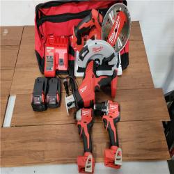 California AS-IS Milwaukee M18 4-Tool Combo Kit  Includes (2) Batteries  Charger & Bag