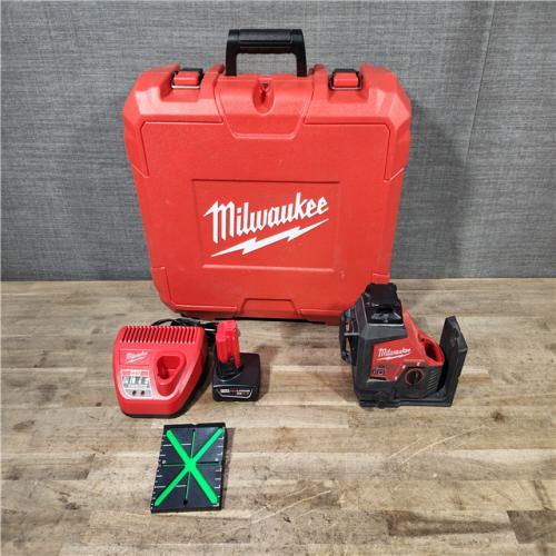 HOUSTON LOCATION - AS-IS Milwaukee-3632-21 M12 Green Beam Laser 360° 3-Plane Kit