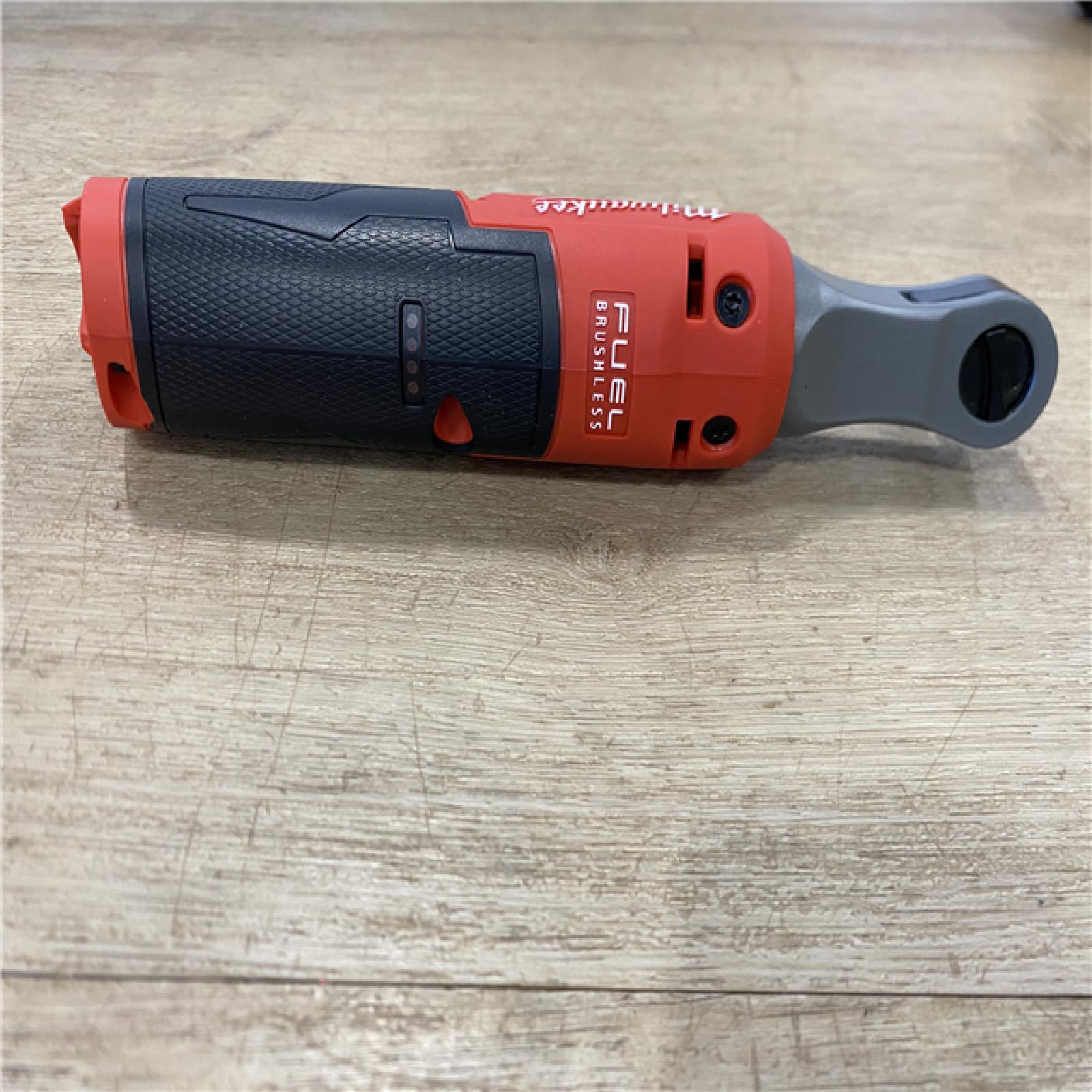 AS-IS Milwaukee M18 FUEL 18V Cordless Mid Torque 1/2 in. Impact Wrench W/ M12 FUEL 3/8 in. Ratchet & Battery/Charger Combo Kit