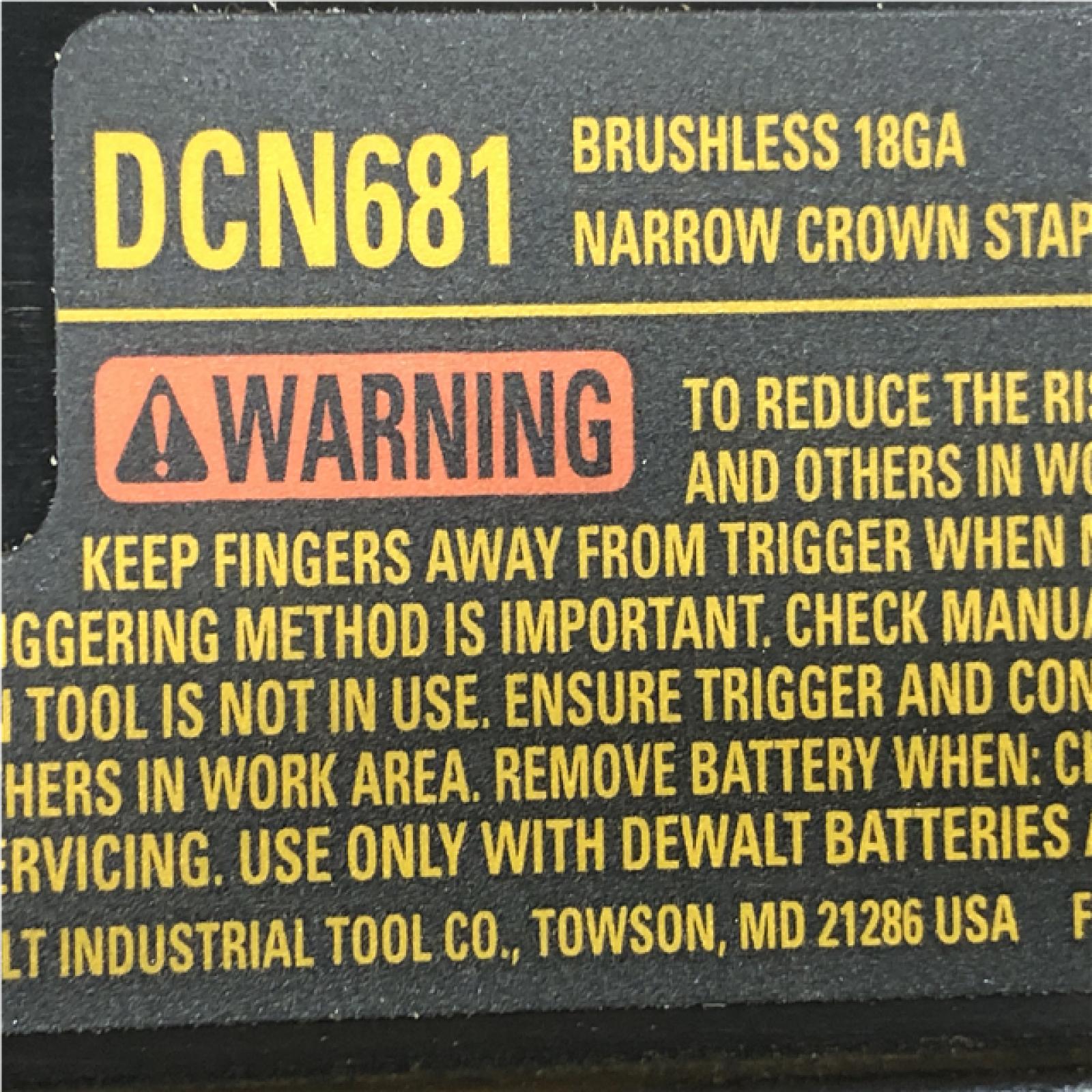 AS-IS DEWALT Cordless 18-Gauge Narrow Crown Stapler (Tool Only)
