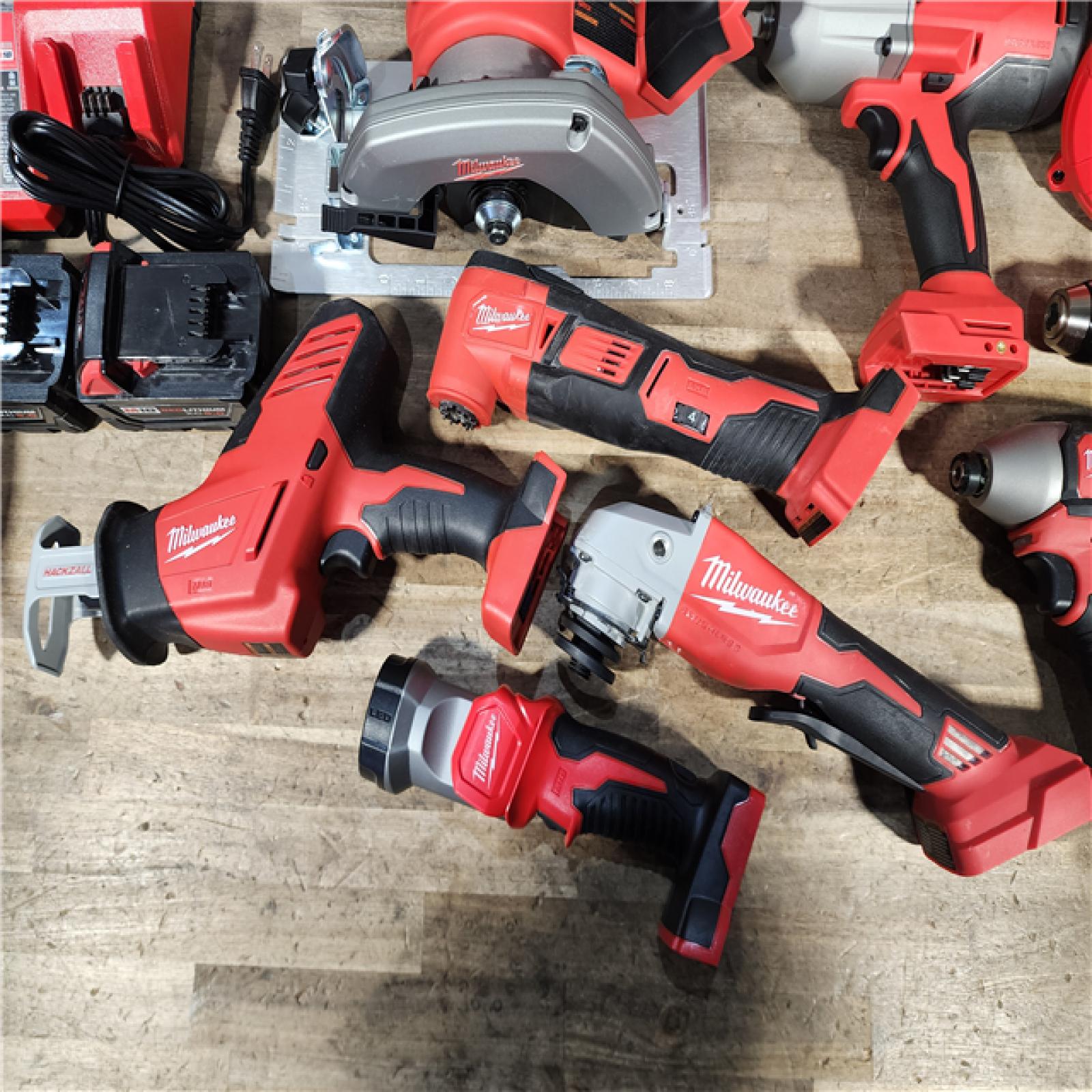 HOUSTON LOCATION - AS-IS Milwaukee M18 18-Volt Lithium-Ion Cordless Combo Kit (9-Tool) with (2) Batteries  Charger  and Tool Bag