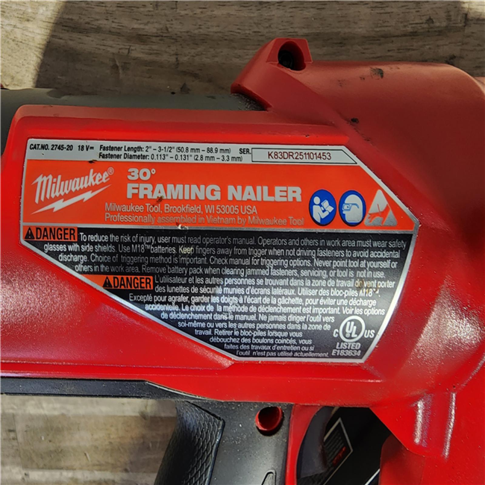HOUSTON LOCATION - AS-IS M18 FUEL 3-1/2 in. 18-Volt 30-Degree Lithium-Ion Brushless Cordless Framing Nailer (Tool-Only)